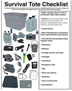 the survival checklist is organized and ready for someone to pack up their belongings in