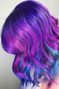 Vivid Hair, Purple Ombre Hair, Dyed Hair Pastel, Rainbow Hair Color, Creative Hair Color, Cute Hair Colors, Colorful Gradient, Beautiful Hair Color