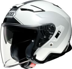 the helmet is white with black accents