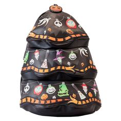 Deck The Halls With Creepy Crawlies! The Loungefly Nightmare Before Christmas Figural Tree Mini Backpack Brings Festive Frights To Your Holiday Haunts. On The Front, Three-Dimensional Layers Give Shape To A Tree. Sandworm Garland Trims Each Tier While The Citizens Of Halloween Town Appear On A String Of Holiday Lights. Look Closely And You'll See Jack Skellington's Pumpkin Head At The Top Of The Tree. As Day Turns To Night, The Bag's Spooky Glow-In-The-Dark Details Come To Life! On The Back, A S Nightmare Before Christmas Handbag, Nightmare Before Christmas Tree, Jack Skellington Pumpkin, Dark Elements, Nightmare Before Christmas Characters, Mini Mochila, Loungefly Bag, Light Backpack, Loungefly Disney