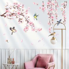 PRICES MAY VARY. It can be stuck onto any clean, dry, non-textured smooth surfaces: walls, windows, tiles, furniture, mirrors, even your refrigerators. decalmile wall stickers are made of high quality, bright and colourful, easy to peel and stick, removable and waterproof. decalmile cherry blossom branch wall decals are perfect to decorate kids room, bedroom, living room, window and kitchen. Including 2 sheets, sheet size: 30cm x 90cm (11.81" x 35.43"), recommended finish size: 120cm(W) × 100cm( Plum Wall, Peach Blossom Flower, Bird Wall Decals, Tree Branch Wall, Kids Room Wall Decals, Study Decor, Wall Decals For Bedroom, Living Room Background, Flower Wall Stickers