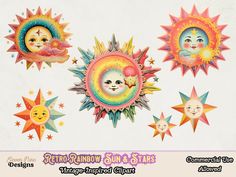 the sun and stars have different faces on them