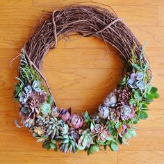 Emilee Grapevine Wreath Trimmed With Succulents.