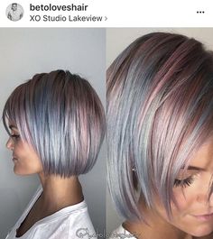 Highlights For Grey Hair, Coloured Highlights, Pink And Blue Hair, Bold Hairstyles, Silver Bob, Colour Highlights, Silver Hair Dye, Hair Colour Design