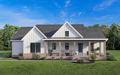 this is an artist's rendering of the farmhouse style house plans for small homes