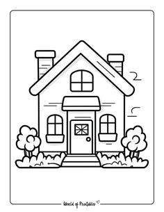 a black and white drawing of a house