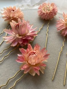 Strawflowers hair pins Colour-pink Dimensions: floral part: 1.5-3 cm Hair pin: 5 cm (USA) Free shipping for orders over 35$ (WILDWIDE) Free shipping for orders over 40€ use code FREESHIPPING2021 DELIVERY: Canada: 4-6 weeks Latvia: 1-5 business days United States: 7-12 days USPS service. Europe: 1-3 weeks Australia, New Zealand and Oceania: 1-6 weeks Our bouquets for the bride with gypsophila in boho style: https://www.etsy.com/listing/859901470/dried-flower-bouquet-gypsophila-bouquet?ref=shop_ho Diy Flower Clips For Hair, Dried Flower Hair Clip, Wearable Flowers Wedding, Diy Hair Flowers, Light Pink Hair Accessories, Floral Bun, Flower Garland Hair, Flower Hair Pins Wedding, Flower Hair Clips Wedding