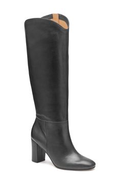 A wrapped block heel lifts this knee-high boot fashioned from supple napa leather with a TRUEFOAM-cushioned footbed and full-length side-zip closure. 3 1/4" heel (size 7) 16" shaft Inset side-zip closure Cushioned footbed Leather upper and lining/synthetic and rubber sole Imported Knee-high Boots With Block Heel For Work, Workwear Knee-high Boots With Block Heel And Leather Lining, Wide Calf Leather Knee-high Boots, Wide Calf Calf Leather Knee-high Boots With Block Heel, Elegant Tall Leather Platform Boots, Knee-high Boots With Padded Block Heel For Work, Workwear Knee-high Boots With Padded Block Heel, Calf Leather Knee-high Boots With Block Heel, Wide Calf Knee-high Boots With Block Heel For Evening