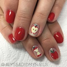 not mine, dm for removal. #autumn #fall #apple #nail #styles #red Nails With Apples, Apple Nail Art Fall, Apple Acrylic Nails, Red Apple Nails, Fiona Apple Nails, Fall Apple Nails, Apple Nail Design, Apple Nails Design, Aesthetic Nails Fall