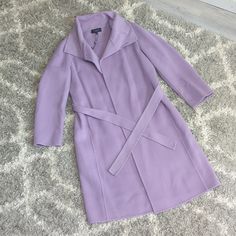 New Condition No Holes Or Stains, Nwt W Purple Notch Lapel Outerwear For Office, Purple Single-breasted Outerwear For Work, Purple Notch Lapel Outerwear For Work, Purple Long Coat For Formal Occasions, Formal Purple Long Coat, Purple Outerwear With Lapel Collar For Office, Purple Lapel Collar Outerwear For Office, Classic Purple Outerwear For Work, Coat With Belt