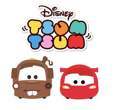 disney cars stickers are shown in different colors and shapes, with the characters on each side