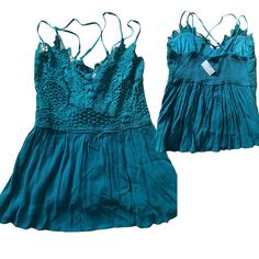 Nwt Teal Blue Lace Camisole For Spring, Teal Pajamas, Blue Bohemian Cami Tank Top, Bohemian Tie-dye Tank Top For Summer, Teal Tank Top, Teal Shorts, Bralette Tops, Bralette, Womens Tops