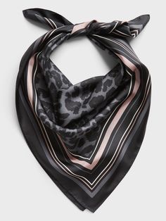 Leopard Print Silk Scarf | Banana Republic Chic Square Silk Scarves, Elegant Square Scarves For Summer, Elegant Silk Square Scarves, Elegant Square Summer Scarves, Chic Square Silk Scarf For Formal Occasions, Elegant Square Headscarf, Chic Formal Square Silk Scarf, Formal Chic Square Silk Scarf, Elegant Black Summer Scarves