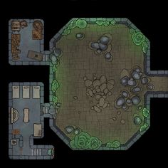 the map for an old game with lots of stones and plants