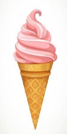 an ice cream cone with pink icing