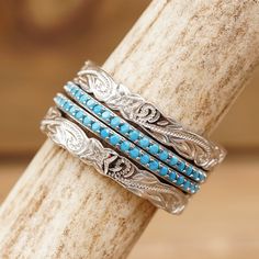 Western Wedding Rings Sets, Western Wedding Rings, Turquoise Diamond Rings, Turquoise Wedding Rings, Silver Falls, Turquoise Rose, Antler Ring, Turquoise Wedding, Floral Pattern Design