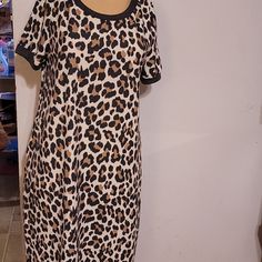 Nwt Ee Some Leppard Shirt Dress Sz Medium. Casual Leopard Print Knee-length Dress, Casual Black Tiger Print Dress, Casual Brown Tiger Print Dress, Casual Black Dress With Tiger Print, Printed Green Dress, Long Sleeve Mesh Dress, White Lace Shorts, Y2k Dress, Spaghetti Strap Mini Dress