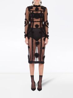 Shop Dolce & Gabbana floral-embroidered mesh sheath dress with Express Delivery - FARFETCH Elegant Sheer Lace Bodycon Dress, Sheer Lace Fitted Mesh Dress, Fitted Sheer Lace Mesh Dress, Sheer Lace Bodycon Evening Dress, Sheer Lace Bodycon Dress For Evening, Lace Bodycon Dress With Sheer Sleeves, Evening Dresses With Lace And Mesh Sleeves, Fitted Lace Dress With Sheer Sleeves For Spring, Fitted Midi Dress With Sheer Bodice For Spring