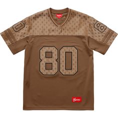 Men's Supreme Monogram Football Jersey in Brown Supreme Streetwear, Football Jersey Outfit, Brown Tee, Brand Ideas, Brown Tshirt, Streetwear Men, Vintage Jerseys, The Supreme