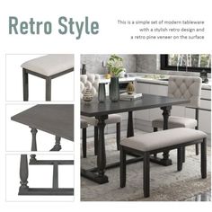 an advertisement for a dining room table and chair set with the words retro style on it