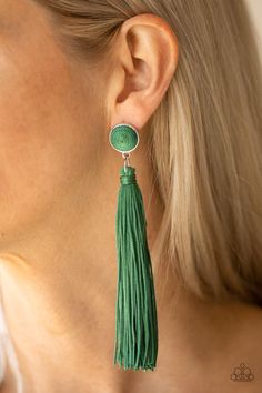 Tightrope Tassel - Green-Paparazzi - Flauless Bling Boutique Marvel Earrings, Green Tassel Earrings, Nickel Free Jewelry, Paparazzi Accessories, Trendy Earrings, Green Earrings, Paparazzi Jewelry, Green Necklace, Tassel Fringe