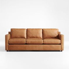 Barrett II Leather 3 Seat Sofa + Reviews | Crate & Barrel 3 Seat Sofa, Clean Sofa, Three Seat Sofa, Leather Bench, Power Reclining Sofa, Small Sofa, Modern Sectional, Family Rooms, Living Room Furniture Sofas