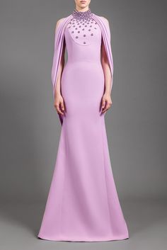 Her Trove-Drape detailed embroidered dress Luxury Evening Dresses With Double-breasted Button Fastening, Jean Louis Sabaji, Feather Cocktail Dress, Royalty Dr, Stylish Gown, Dreamy Gowns, Elegant Party Dress, Fitted Gowns, Cape Gown