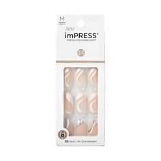 Kiss Products Medium Almond Gel Press-on Fake Nails - On My Mind - 33ct : Target Impress Nails Press On, Kiss Glue On Nails, Press On Nails Design, Kiss Press On Nails, 30 Nails, Kiss Products, Nails Kit, Impress Nails, Kiss Nails