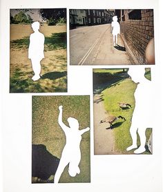 several photos of people standing in the grass with their hands up and one person holding a bird