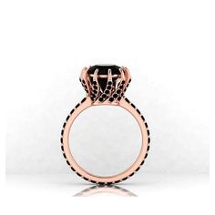 2ct Round Black Moissanite 14K Rose Gold Ring Diamond Carat Size, Halo Wedding Set, Blood Diamond, Cvd Diamond, 14k Rose Gold Ring, Rose Gold Band, Black Diamonds, Solid Gold Jewelry, Moissanite Diamonds