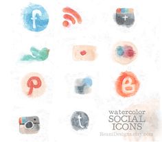 an image of social icons in watercolor on the cover of a magazine or brochure