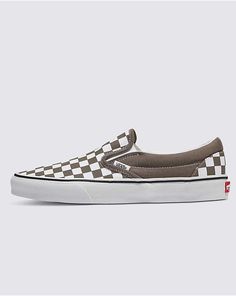 Classic Slip-On Checkerboard Shoe Vans Slip On Outfit Checkerboard, Vans Slip On Checkerboard Outfit Men, White Checkered Vans, Vans Checkerboard Slip On, Vans Checkerboard, Vans Store, Vans Logo, Vans Classic, White Shoes