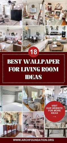 the best wallpaper for living room ideas is featured in this collage with many different pictures