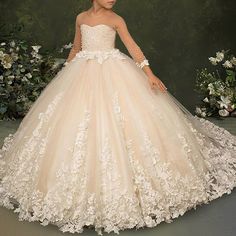 Silhouette:Princess,Ball Gown; Hemline / Train:Sweep / Brush Train; Closure:Covered Button; Fully Lined:No; Category:Flower Girl Dresses; Embellishment:Pure Color,Appliques; Season:Winter,Fall; Fabric:Tulle,Chiffon; Sleeve Length:Long Sleeve; Tips:Professional dry cleaner only,Colors may vary slightly due to different monitor settings; Style:Mini Bridal; Occasion:First Communion; Waistline:Natural; Neckline:Illusion Neck; Brand:LAN TING Express; Listing Date:08/24/2021; Bust:; Hips:; Hollow to F Cute Prom Dress, Cheap Flower Girl Dresses, Formal Wedding Guests, Girls Dresses Online, Princess Ball Gowns, Cute Prom Dresses, Chiffon Long Sleeve, Chiffon Prom Dress, Flower Girl Dress