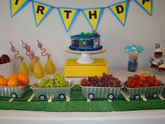 an image of a birthday party setting with fruit