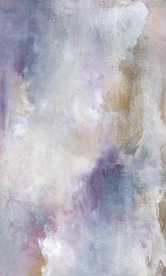 an abstract painting with white and purple colors