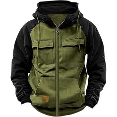 Season:Spring   Fall,Winter; Fabric:Polyester; Sleeve Length:Long Sleeve; Look After Me:Washable,Wet and Dry Cleaning; Gender:Men's; Style:Casual,Streetwear,Cool; Elasticity:Micro-elastic; Occasion:Sports  Outdoor,Tactical,Daily,Holiday; Fit Type:Regular Fit; Pattern:Plain; Neckline:Hooded; Sports Clothing Sub Category:Hoodie,Full Zip Hoodie,Tactical Hoodie; Front page:FF; Listing Date:09/14/2024 Military Hooded Hoodie For Fall, Military Style Long Sleeve Sweatshirt For Outdoor, Camouflage Hoodie Sweatshirt For Outdoor Activities, Winter Hooded Jacket With Cargo Pockets, Solid Hoodie For Winter Outdoor Activities, Windproof Long Sleeve Sweatshirt For Outdoors, Windproof Long Sleeve Sweatshirt For Outdoor Activities, Sporty Khaki Hoodie With Pockets, Military Style Long Sleeve Hoodie With Adjustable Hood