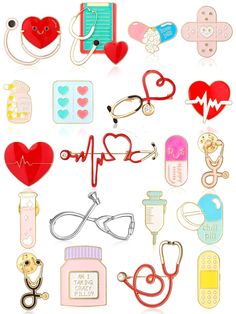 various medical items are arranged in the shape of a heart and stethoscope