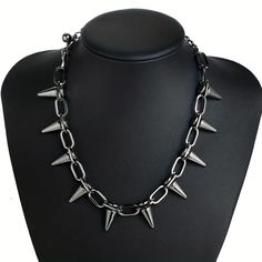 Nwot Metal Rivet Spiked Collar Necklace Choker Adjustable Gun Metal Silver Black Heavy Duty Metal Spikes! Not Plastic. Total Length Of Necklace: 13.8” Spikey Choker Necklace, Goth Choker Necklaces, Grunge Chokers, Diamond Infinity Necklace, 14k Gold Initial Necklace, Handmade Choker Necklace, Goth Choker, Popular Necklaces, Goth Necklace