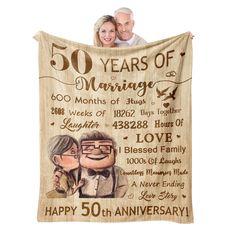 PRICES MAY VARY. 👩‍❤️‍👨【50th Anniversary Gifts】this Flannel Blanket is Specially Designed for the 50th Anniversary, the Super Soft Material is Perfect for Expressing the Love and Warmth of the Gift Giver to the Golden Wedding. This Commemorative Blanket Can Be Given to Him Her Wife Men Women Husband Couples on Birthdays, Anniversaries, Christmas, Valentine's Day, and Other Special Times of the Year to Commemorate the 50th Wedding Anniversary. 💖【Use Scenario】this Warm Blanket is Suitable for A 50th Anniversary Decorations, Anniversary Wedding Gifts, Anniversary Blanket, 50 Anniversary, Happy 50th Anniversary, 50 Wedding Anniversary Gifts, Blessed Family, Gifts For Parents, Wedding Gifts For Parents