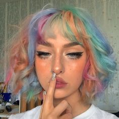 Hair Streaks, Multicolored Hair, Pastel Hair, Dye My Hair, Hair Dye Colors, Hair Reference, Hair Inspiration Color, Hair Inspo Color, Rainbow Hair