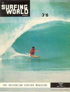 a man riding a surfboard on top of a wave in the ocean with words surfing world