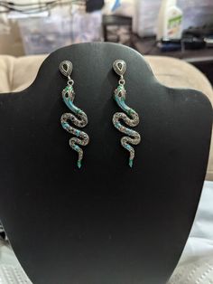 Beautiful detailed .925 Snake earrings, Handmade Elegant Snake Earrings, Elegant Handmade Snake Earrings, Snake-shaped Earrings For Gifts, Silver Snake-shaped Metal Earrings, Silver Snake Shaped Metal Earrings, Silver Snake Shape Metal Earrings, Handmade Snake Shape Earrings, Elegant Silver Snake-shaped Earrings, Elegant Silver Snake Earrings