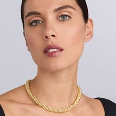 A signature 18K gold Caviar beaded necklace finished with an 18K gold signature lobster clasp. Simple Stacking Rings, 16 Inch Necklace, Gold Collection, Engraved Items, Necklace Sizes, Timeless Elegance, Anniversary Gifts, 18k Gold, Statement Necklace