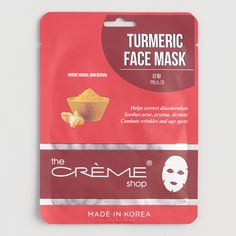 -Correct discoloration and calm irritated skin with this turmeric-infused sheet mask from Korean beauty experts The Crème Shop. Place the mask on clean skin then lie back and relax while the ultra-soothing ingredients get to work. A thoughtful gift or fun addition to your own skincare routine, this product brings the spa to the comfort of your own home.   Also could be used for beauty,bathing,beauty products,toiletries,bath products,bath,bath accessories,body products,spa,color correcting face m The Crème Shop, Turmeric Mask, Spa Colors, Avocado Face Mask, The Creme Shop, Turmeric Face Mask, Creme Shop, Under Eye Mask, Skin Care Mask