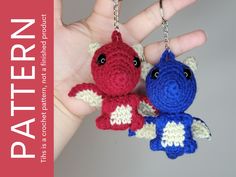 two crocheted keychains in the shape of animals