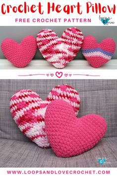 crochet heart pillow free pattern