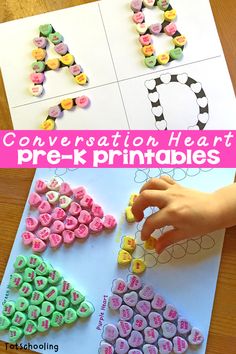 this is an image of conversation heart pre - k printables for valentine's day