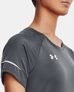 UA Tech™ fabric is quick-drying, ultra-soft & has a more natural feel|Material wicks sweat & dries really fast|Raglan sleeves Activewear Design, Running Wear, Fitness Activewear, Garment Details, Sports Tee, Cycling Women, Sports Tees, Art Dress, Athletic Outfits