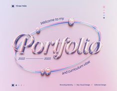 the word portfolio is made up of different types of letters and numbers on a pink background